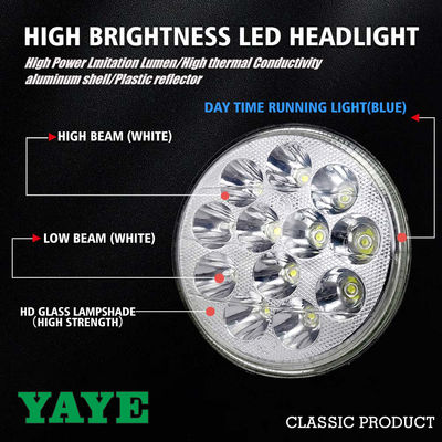 YAYE Front Driving Light 5-3/4 5.75 Inch GN125 12 LED Accessory White High Low Beam Blue DRL Motorcycle Headlight