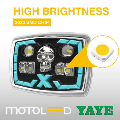 YAYE CD70 CG125 Semi-assembly Red Skull DRL Optical Projector Lens Motorcycle LED Accessory Headlight